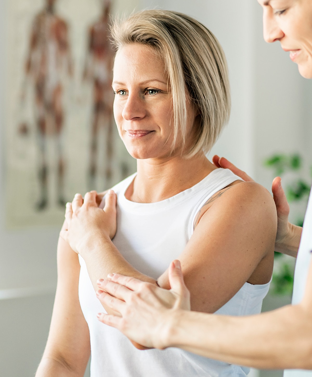 Physical therapy session focusing on shoulder mobility.